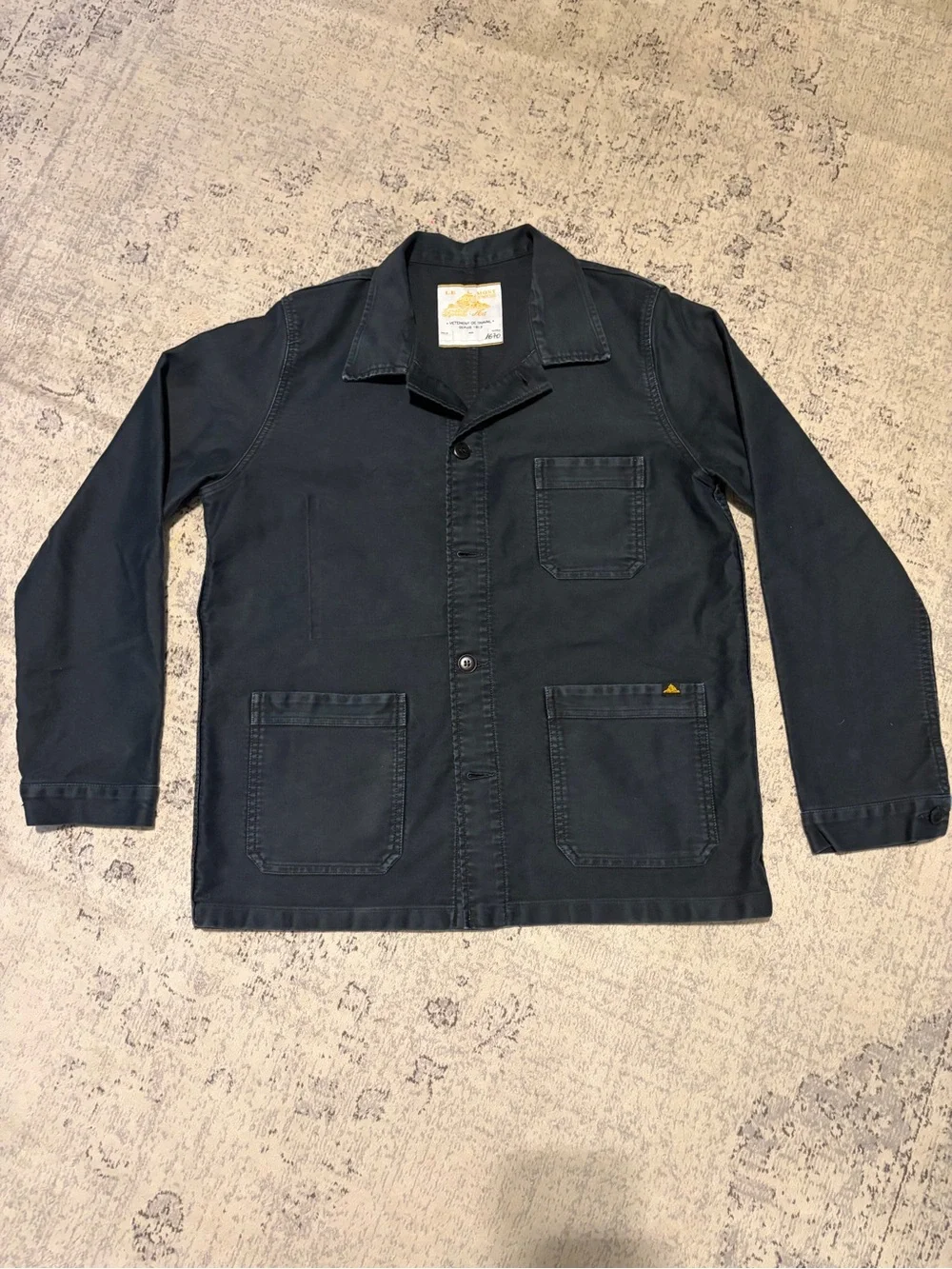 Le Mont St. Michel Vintage Washed Black Work Jacket